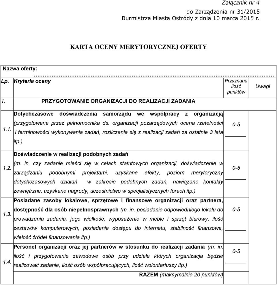 1. i terminowości wykonywania zadań, rozliczania się z realizacji zadań za ostatnie 3 lata itp.) Doświadczenie w realizacji podobnych zadań (m. in.