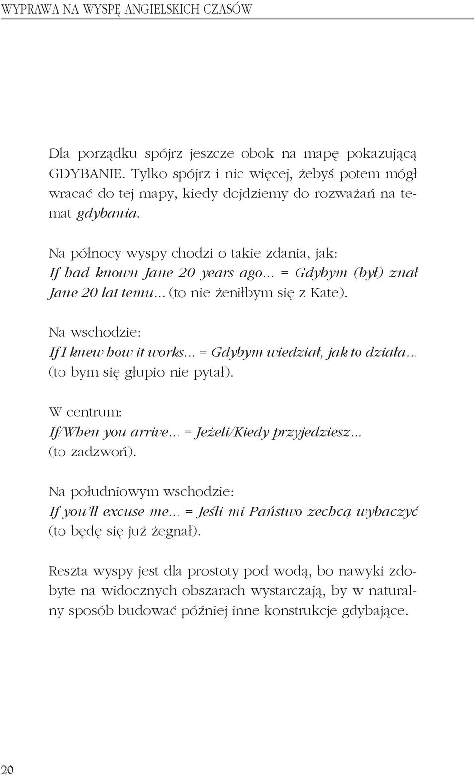 .. = Gdybym (był) znał Jane 20 lat temu... (to nie żeniłbym się z Kate). Na wschodzie: If I knew how it works... = Gdybym wiedział, jak to działa... (to bym się głupio nie pytał).