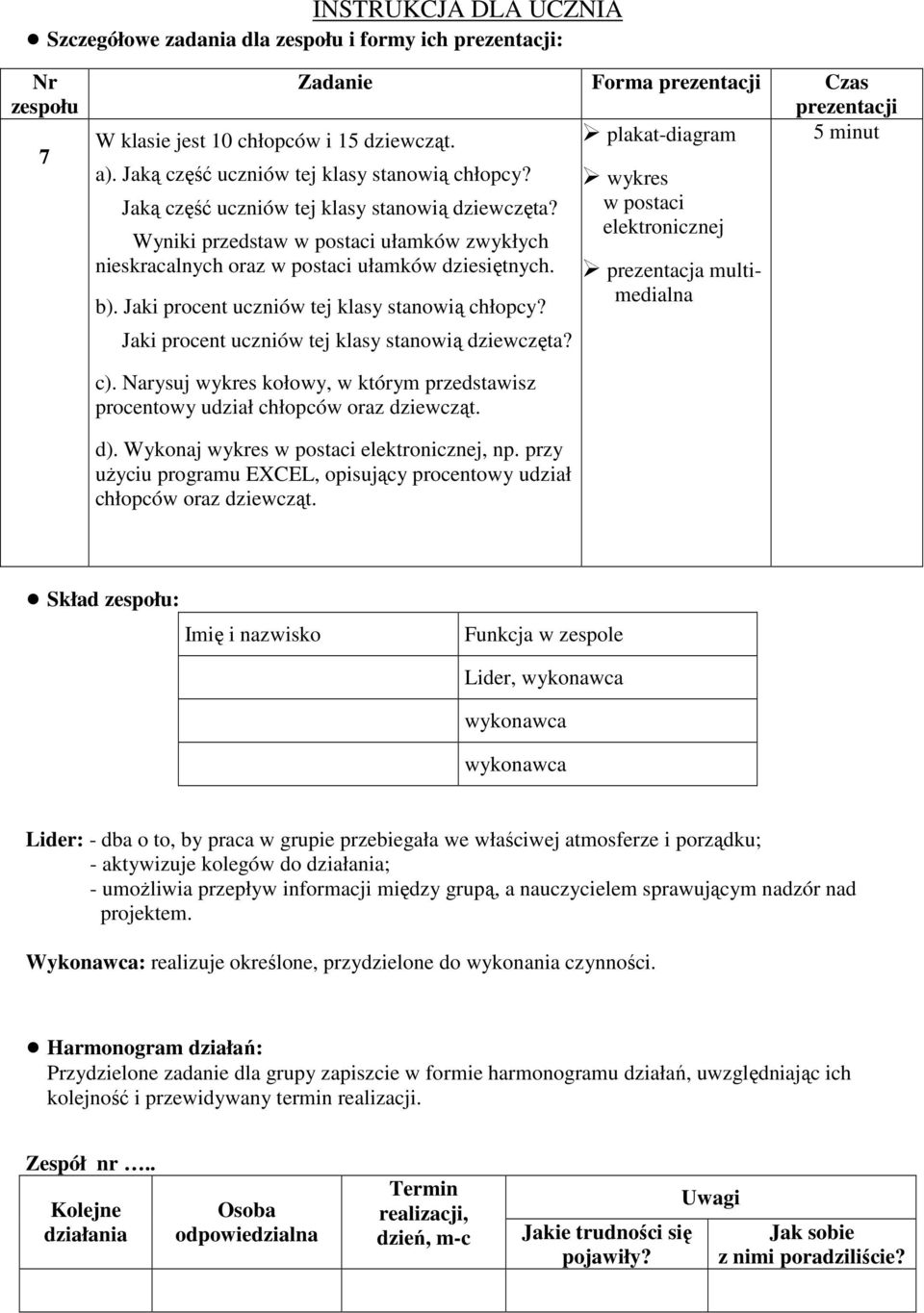 Jaką część uczniów tej klasy stanowią dziewczęta? b). Jaki procent uczniów tej klasy stanowią chłopcy?