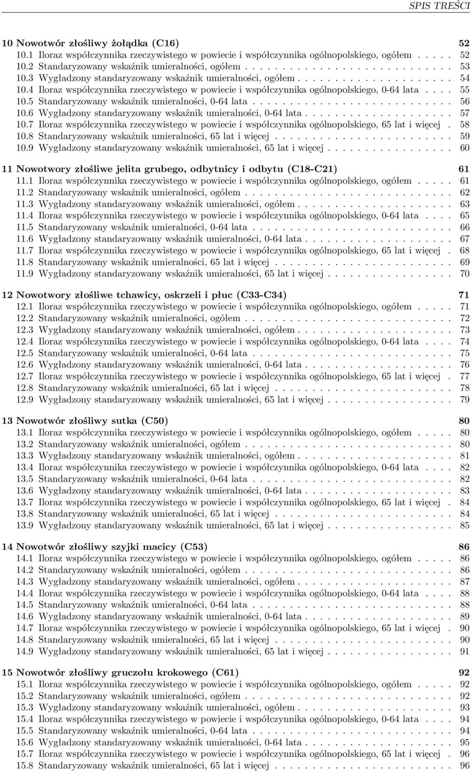 5 Standaryzowany wskaźnik umieralności, 0-64 lata... 56 10.6 Wygładzony standaryzowany wskaźnik umieralności, 0-64 lata... 57 10.