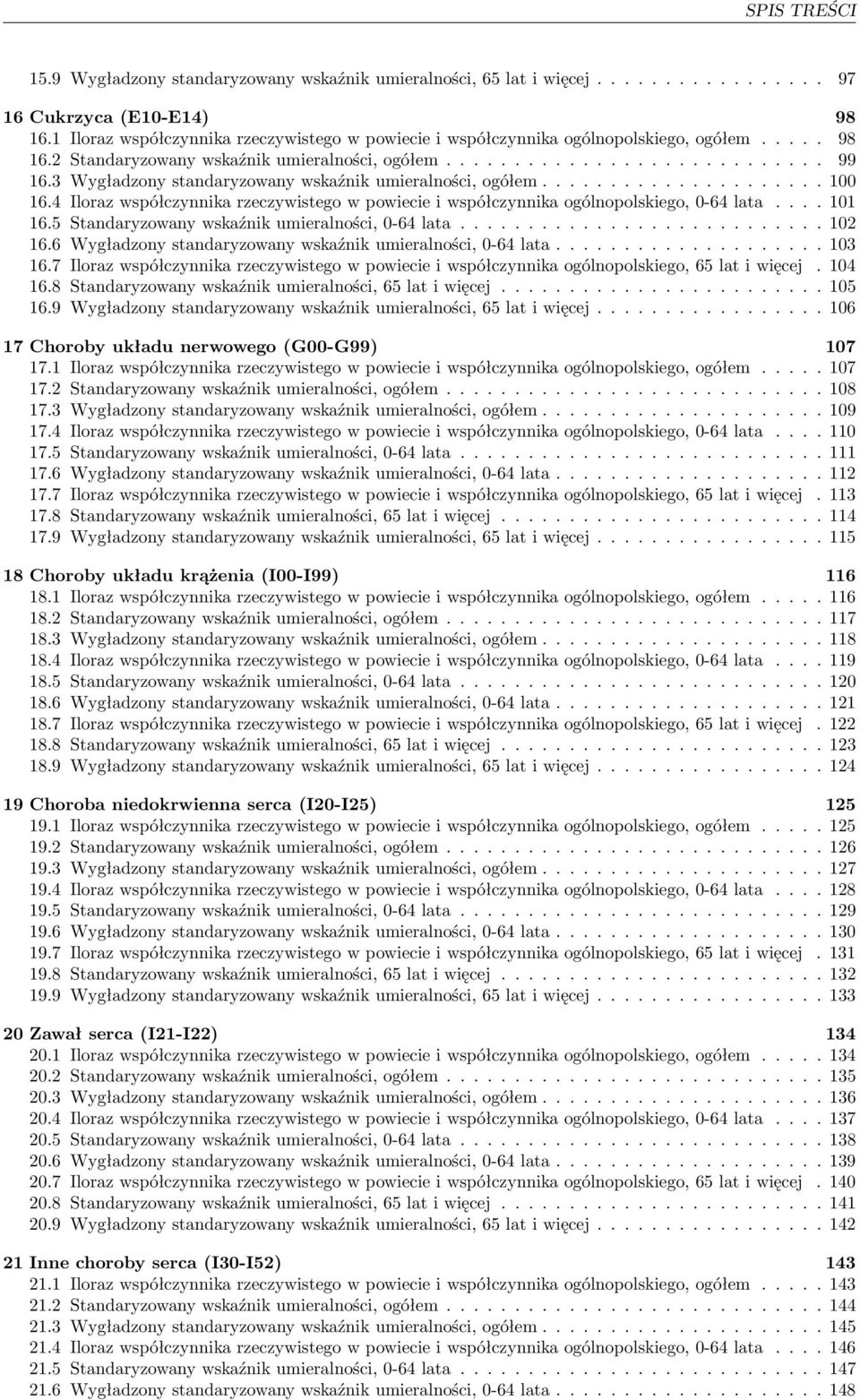 5 Standaryzowany wskaźnik umieralności, 0-64 lata... 102 16.6 Wygładzony standaryzowany wskaźnik umieralności, 0-64 lata... 103 16.