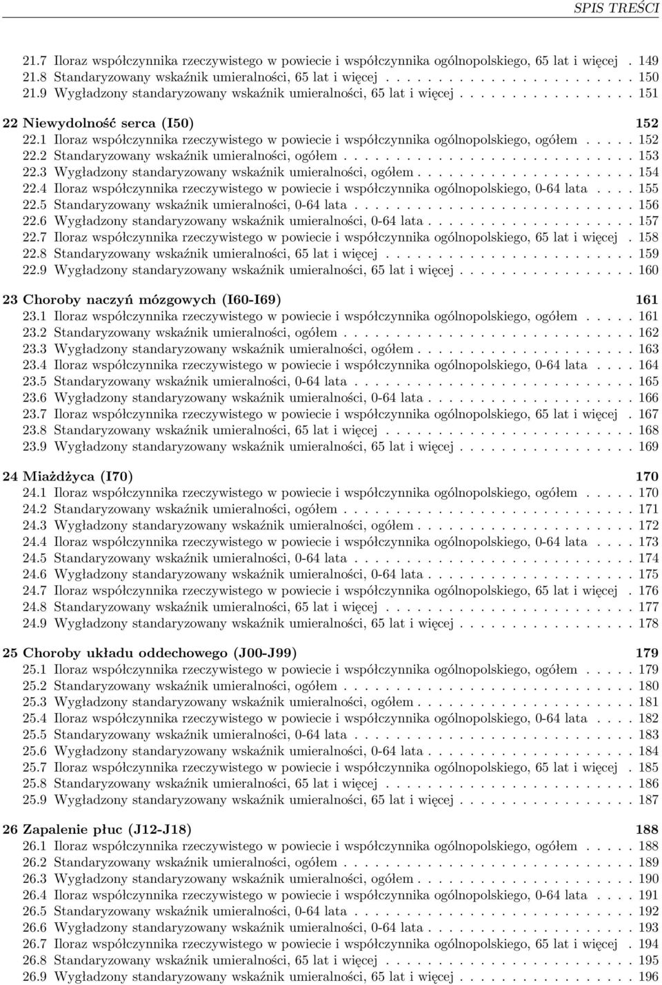 .. 152 22.2 Standaryzowany wskaźnik umieralności, ogółem... 153 22.3 Wygładzony standaryzowany wskaźnik umieralności, ogółem... 154 22.