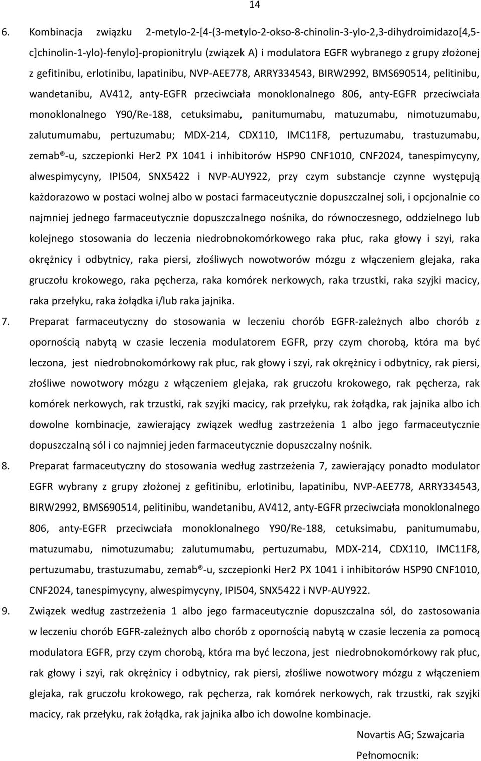 188, cetuksimabu, panitumumabu, matuzumabu, nimotuzumabu, zalutumumabu, pertuzumabu; MDX 214, CDX1, IMC11F8, pertuzumabu, trastuzumabu, zemab u, szczepionki Her2 PX 41 i inhibitorów HSP90 CNF, CNF24,