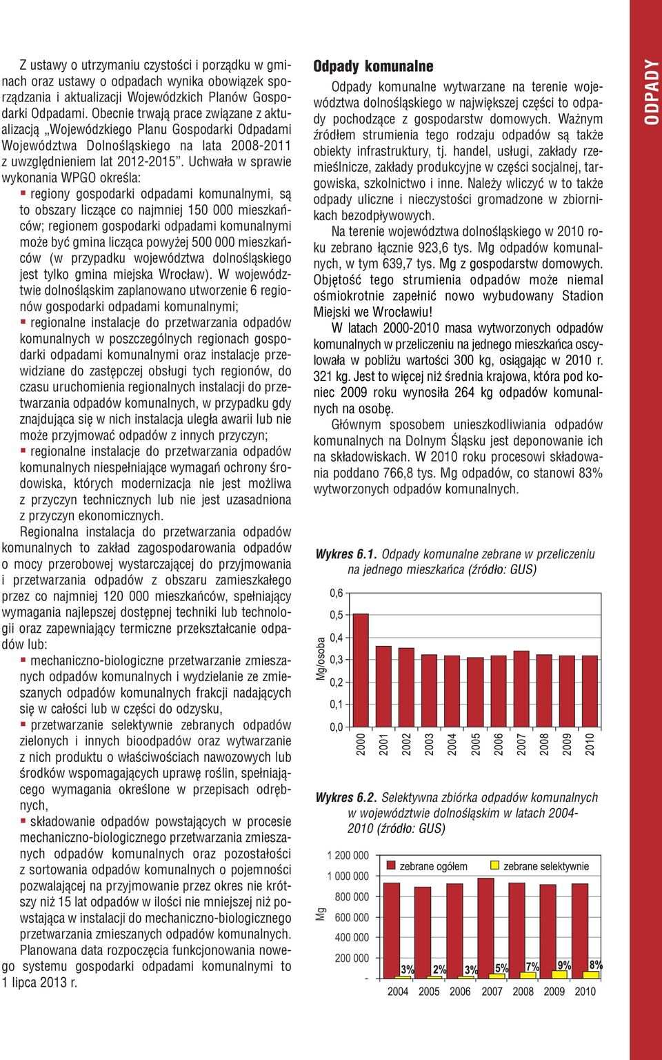 Uchwa³a w sprawie wykonania WPGO okreœla: regiony gospodarki odpadami komunalnymi, s¹ to obszary licz¹ce co najmniej 150 000 mieszkañców; regionem gospodarki odpadami komunalnymi mo e byæ gmina