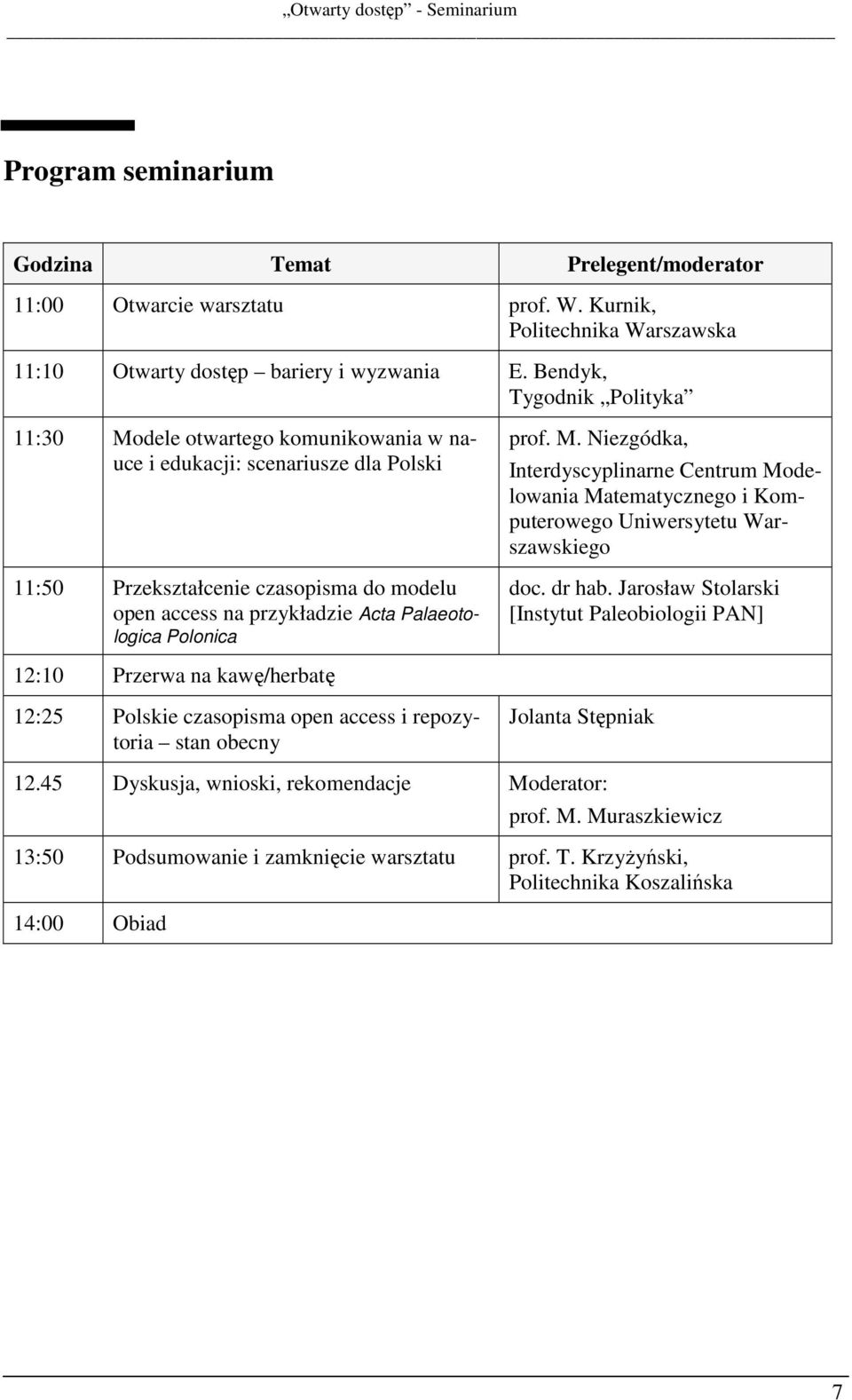 Polonica prof. M. Niezgódka, Interdyscyplinarne Centrum Modelowania Matematycznego i Komputerowego Uniwersytetu Warszawskiego doc. dr hab.