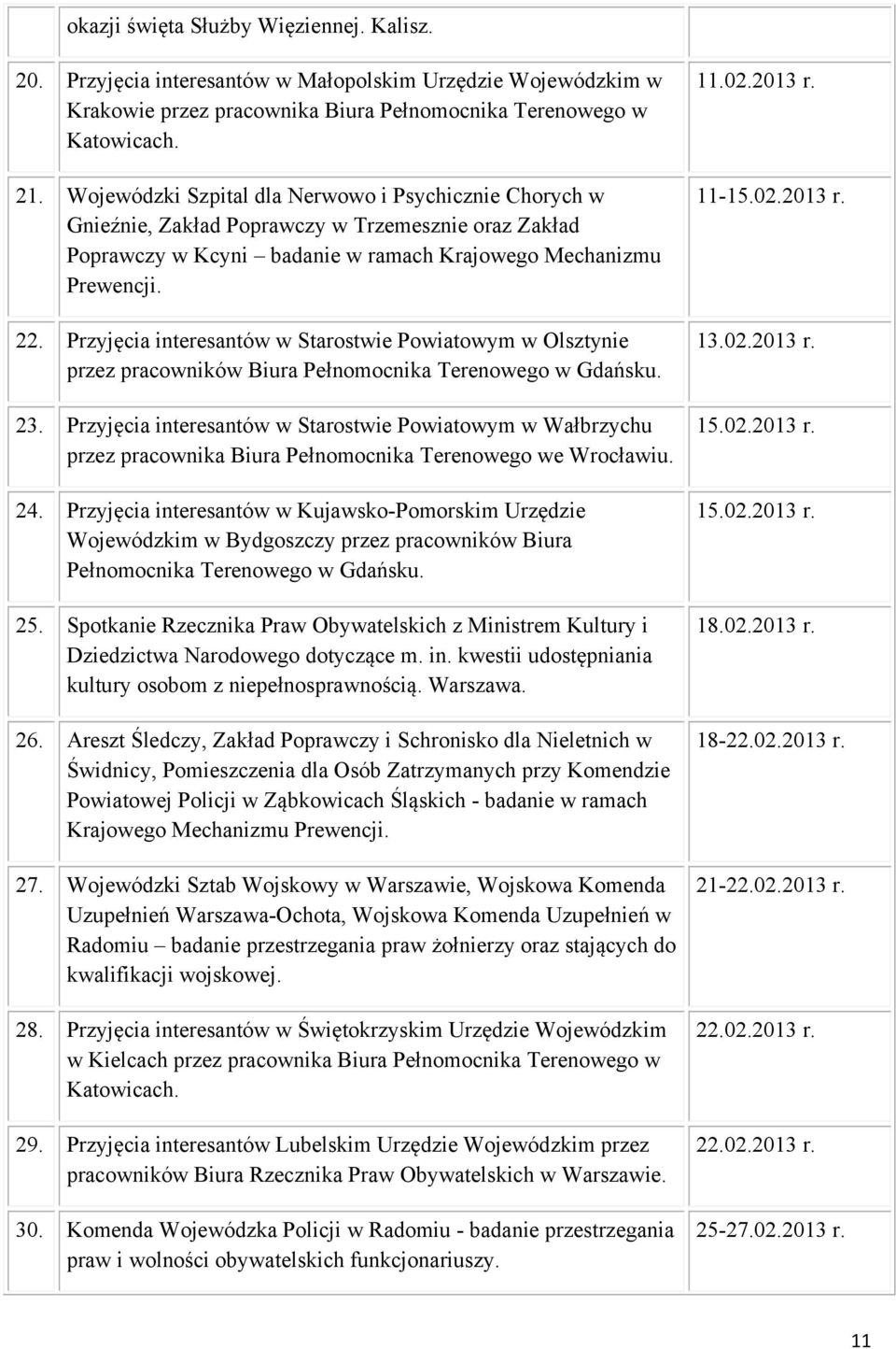 Przyjęcia interesantów w Starostwie Powiatowym w Olsztynie przez pracowników Biura Pełnomocnika Terenowego w Gdańsku. 23.