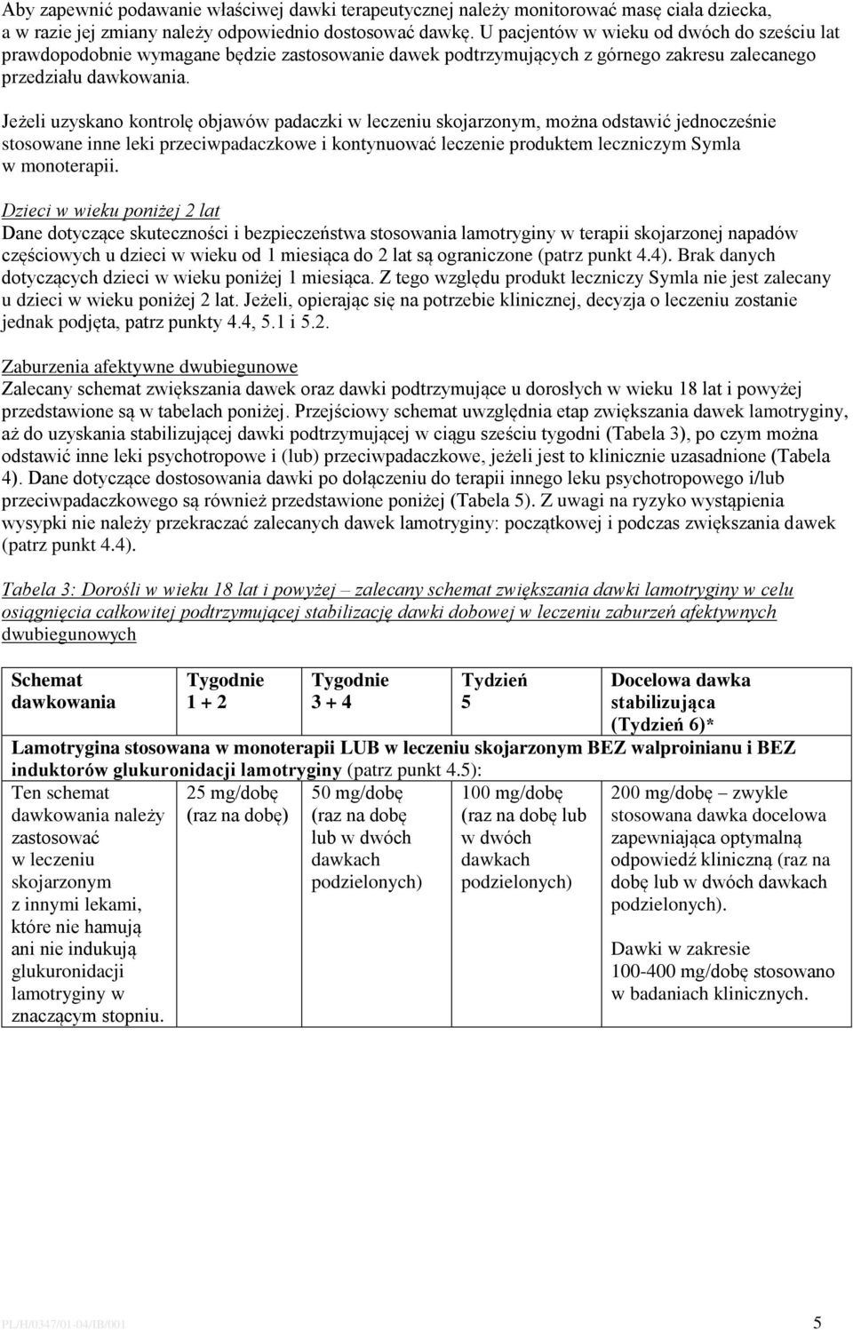 Jeżeli uzyskano kontrolę objawów padaczki w leczeniu skojarzonym, można odstawić jednocześnie stosowane inne leki przeciwpadaczkowe i kontynuować leczenie produktem leczniczym Symla w monoterapii.