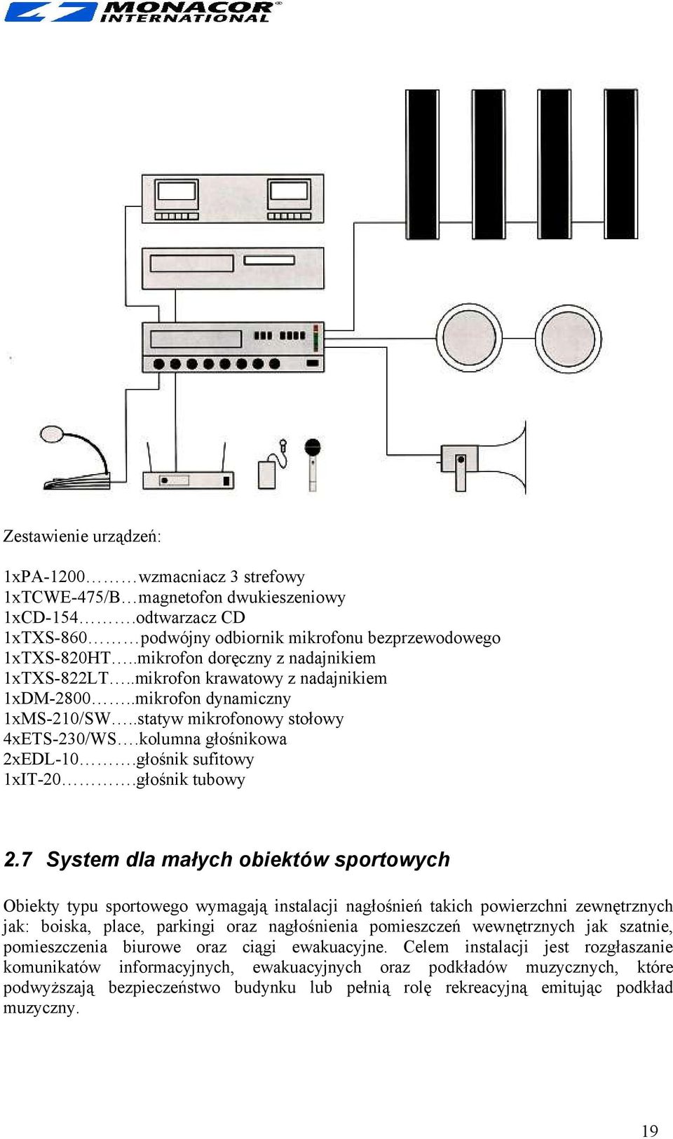 głośnik sufitowy 1xIT-20.głośnik tubowy 2.