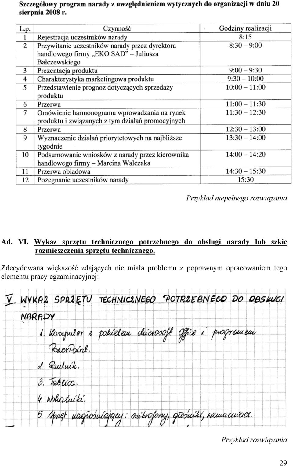 rozmieszczenia sprzętu technicznego.