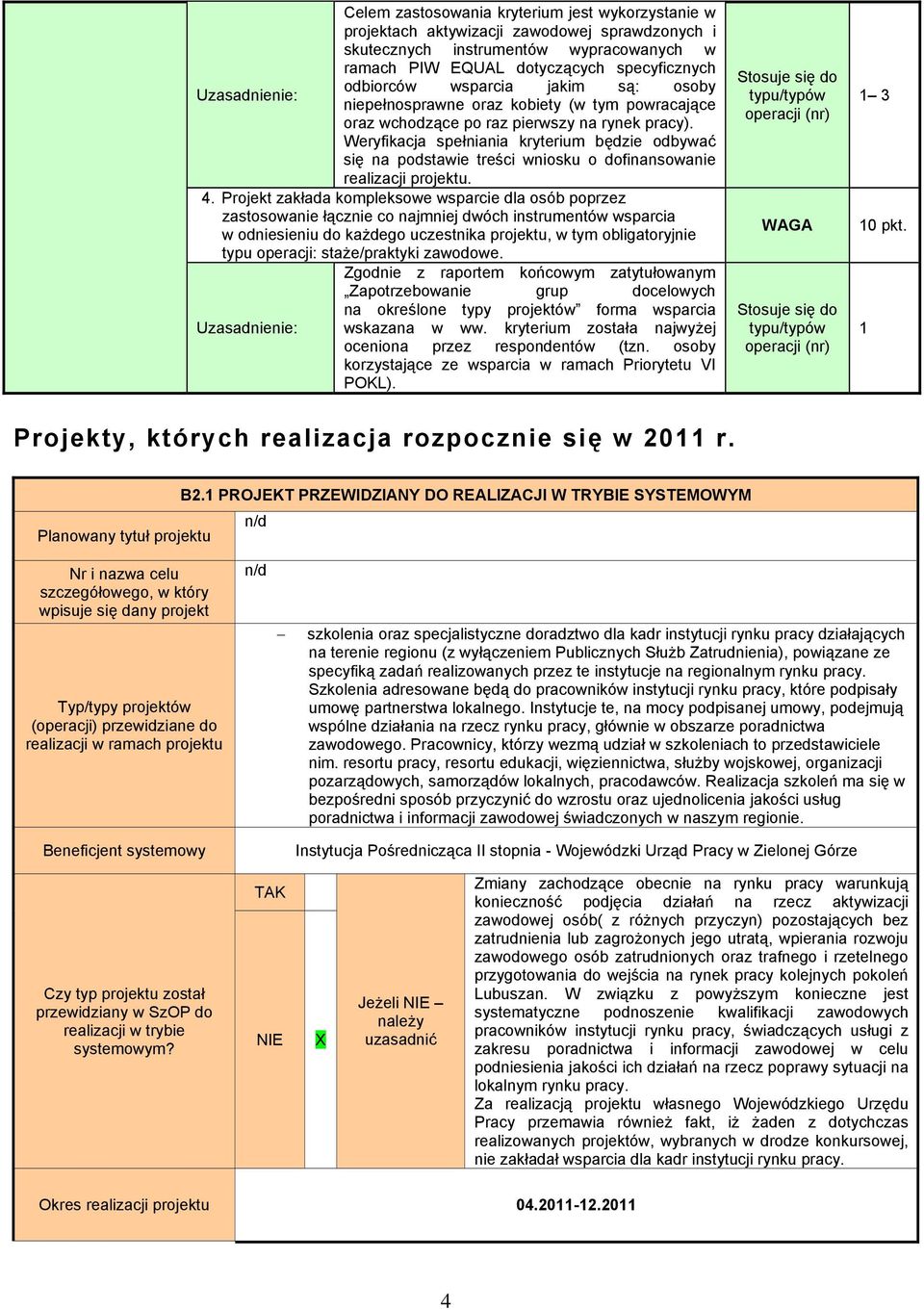 Weryfikacja spełniania kryterium będzie odbywać się na podstawie treści wniosku o dofinansowanie realizacji projektu. 4.