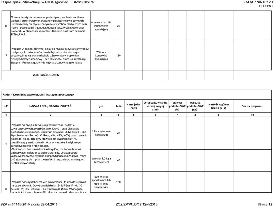 akowanie litr z końcówką spieniającą 0 7 Preparat w postaci aktywnej piany do mycia i dezynfekcji wyrobów medycznych, inkubatorów i małych powierzchni roboczych wrażliwych na działanie alkoholu.