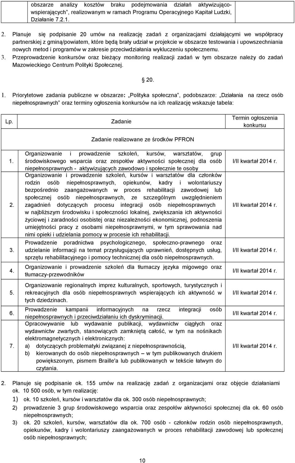 upowszechniania nowych metod i programów w zakresie przeciwdziałania wykluczeniu społecznemu. 3.