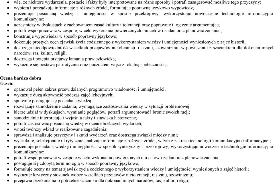 kultury i tolerancji oraz poprawnie i logicznie argumentując; potrafi współpracować w zespole, w celu wykonania powierzonych mu celów i zadań oraz planować zadania ; konstruuje wypowiedzi w sposób