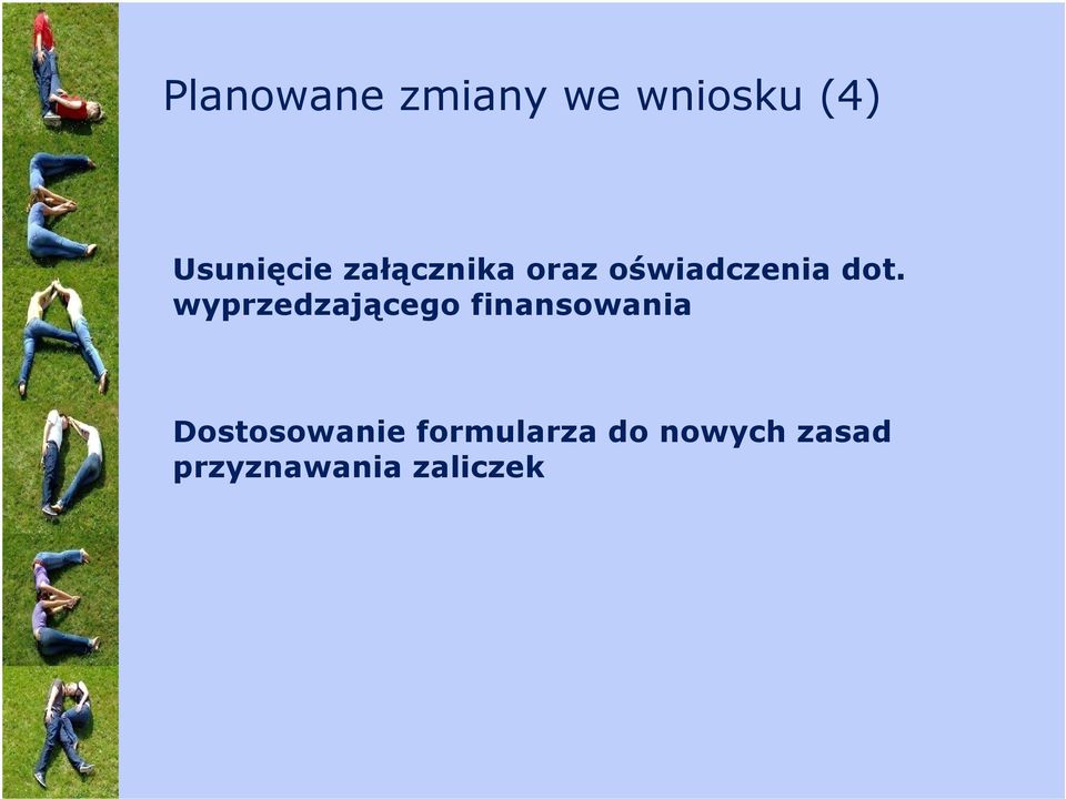 wyprzedzającego finansowania Dostosowanie