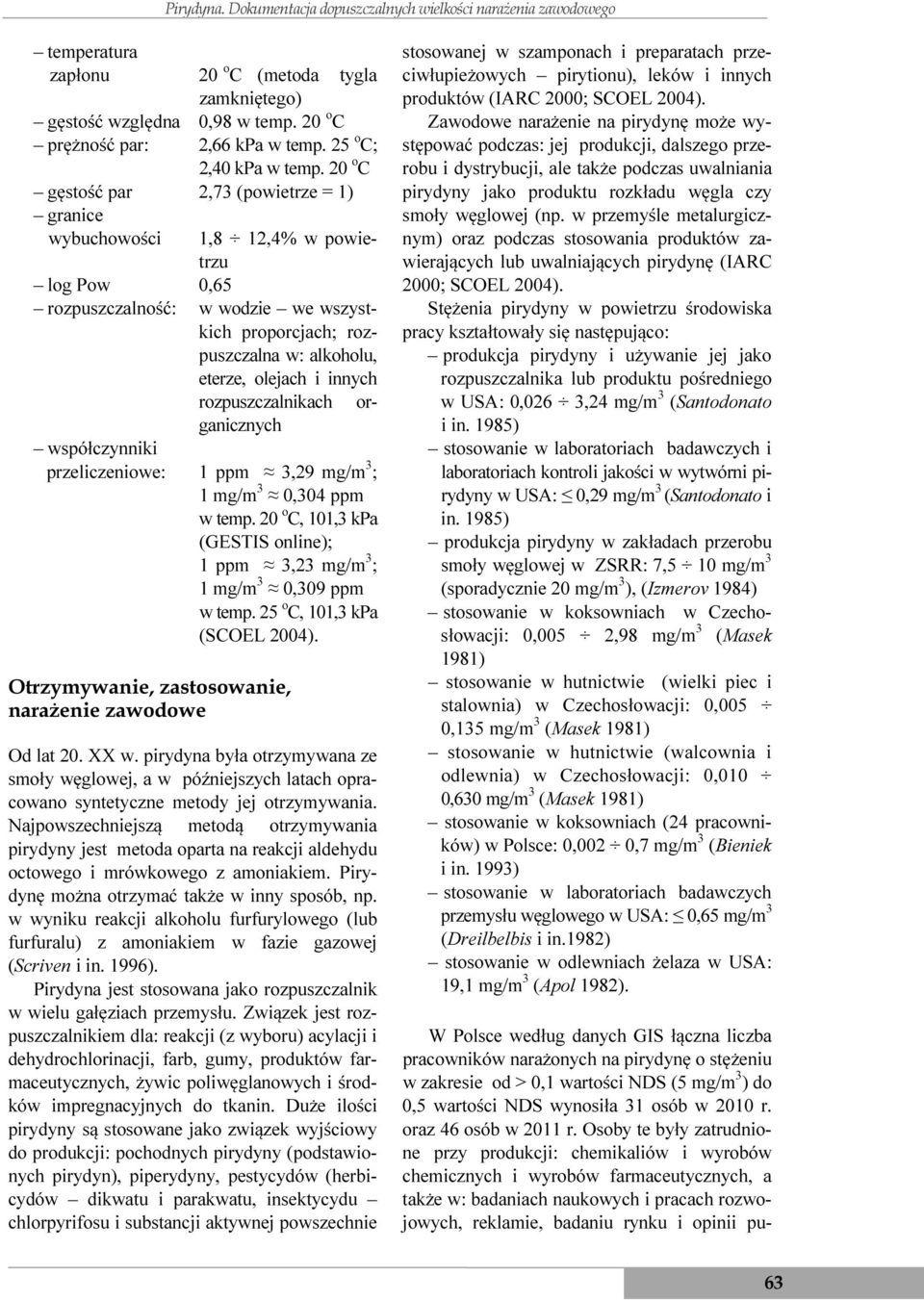 20 o C gęstość par 2,73 (powietrze = 1) granice wybuchowości 1,8 12,4% w powietrzu log Pow 0,65 rozpuszczalność: w wodzie we wszystkich proporcjach; rozpuszczalna w: alkoholu, eterze, olejach i
