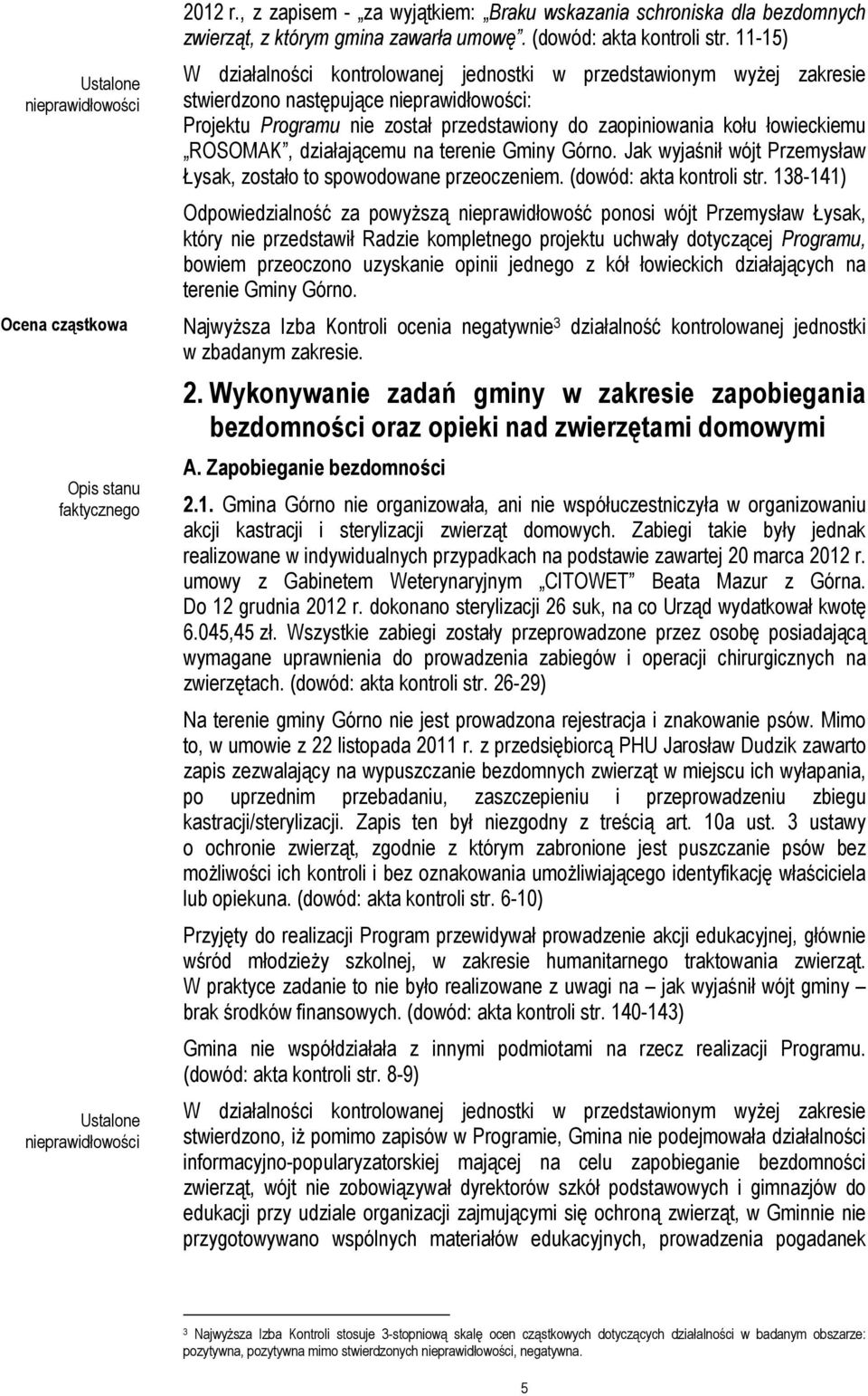 działającemu na terenie Gminy Górno. Jak wyjaśnił wójt Przemysław Łysak, zostało to spowodowane przeoczeniem. (dowód: akta kontroli str.