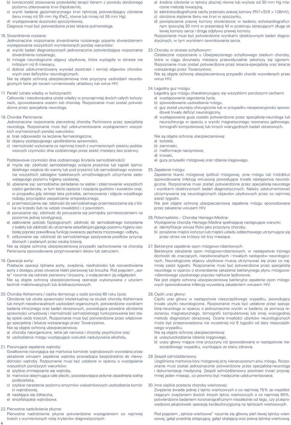 Stwardnienie rozsiane: Jednoznaczne rozpoznanie stwardnienia rozsianego poparte stwierdzeniem występowania wszystkich wymienionych poniżej warunków: a) wyniki badań diagnostycznych jednoznacznie