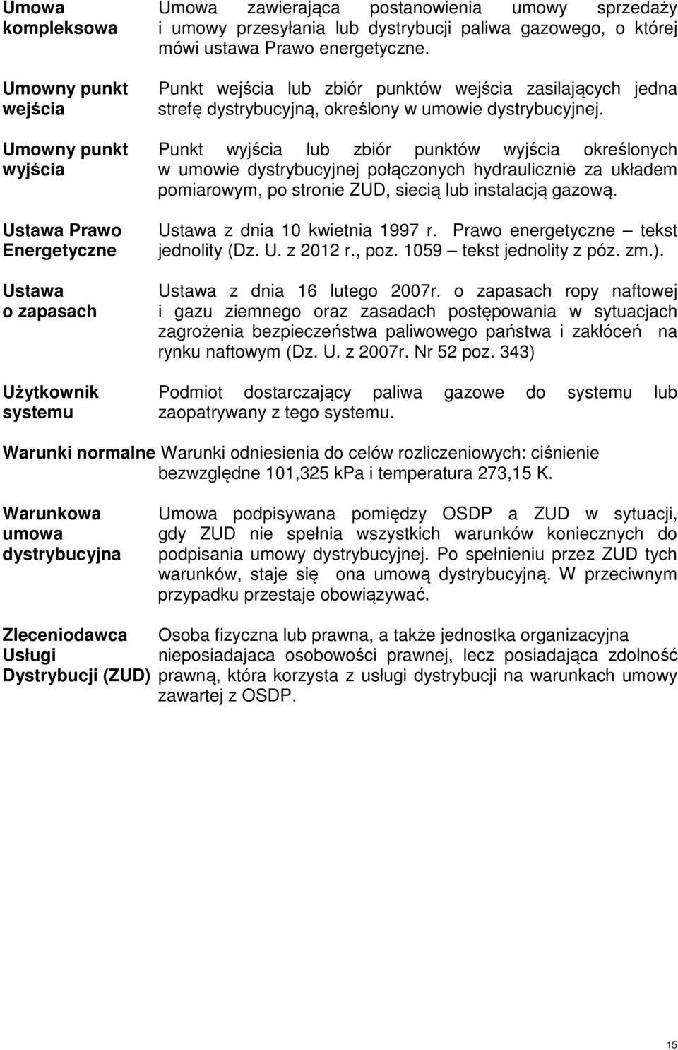 Umowny punkt Punkt wyjścia lub zbiór punktów wyjścia określonych wyjścia w umowie dystrybucyjnej połączonych hydraulicznie za układem pomiarowym, po stronie ZUD, siecią lub instalacją gazową.