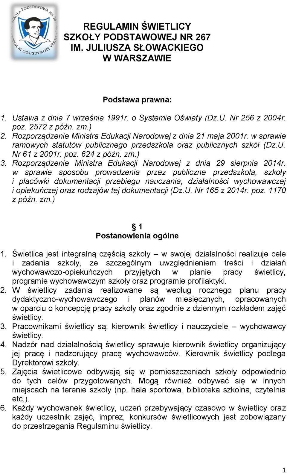 Rozporządzenie Ministra Edukacji Narodowej z dnia 29 sierpnia 2014r.