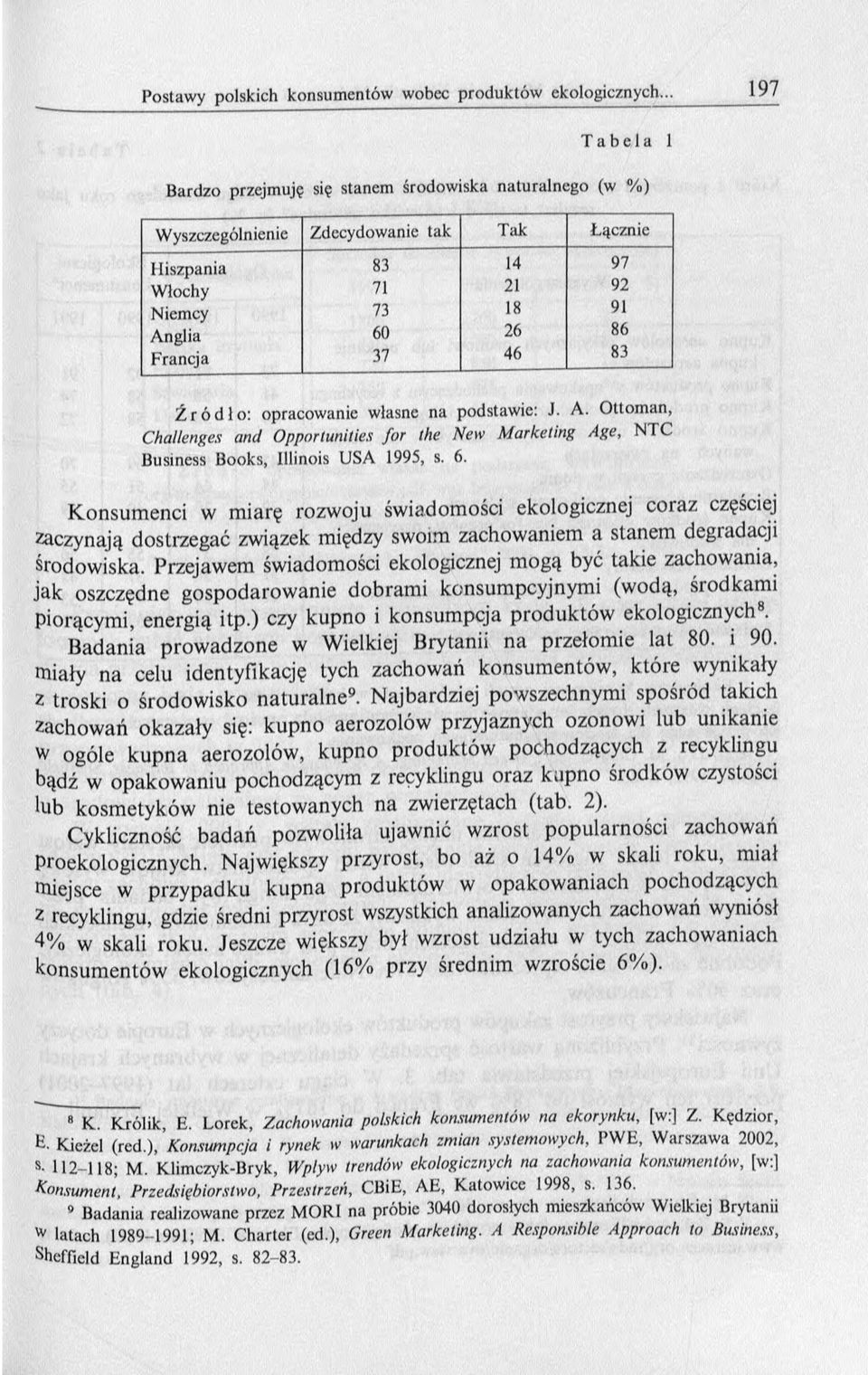 K onsum enci w m iarę rozwoju świadomości ekologicznej coraz częściej zaczynają dostrzegać związek między swoim zachowaniem a stanem degradacji środowiska.