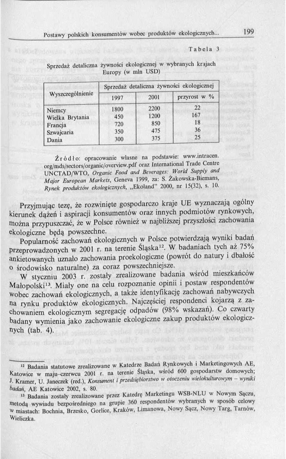 pdf oraz International T rade Centre U N C T A D /W T O, Organie Food and Beverages: W orld Supply and M ajor European M arkets, G eneva 1999, za: S.