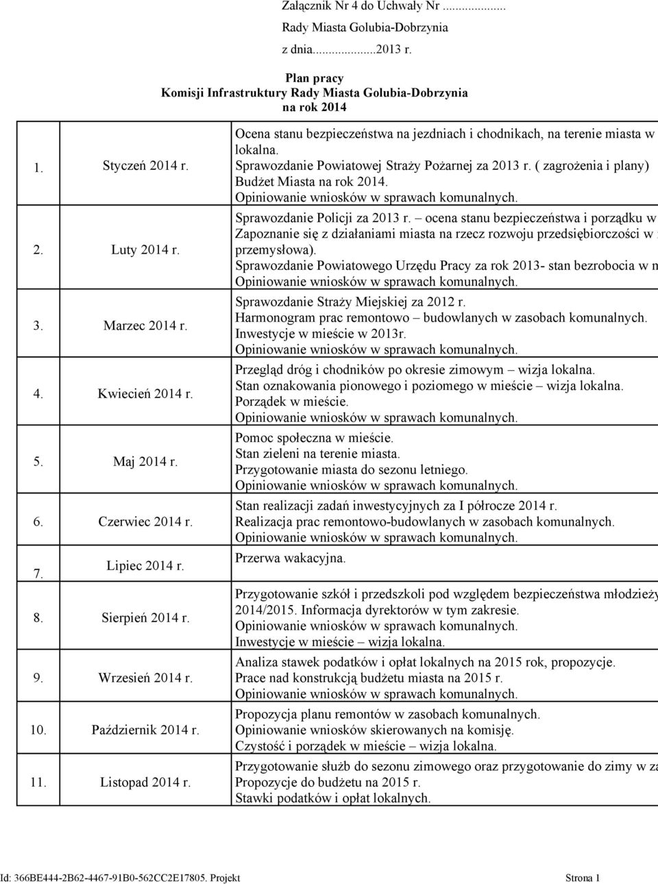 Ocena stanu bezpieczeństwa na jezdniach i chodnikach, na terenie miasta w lokalna. Sprawozdanie Powiatowej Straży Pożarnej za 2013 r. ( zagrożenia i plany) Budżet Miasta na rok 2014.