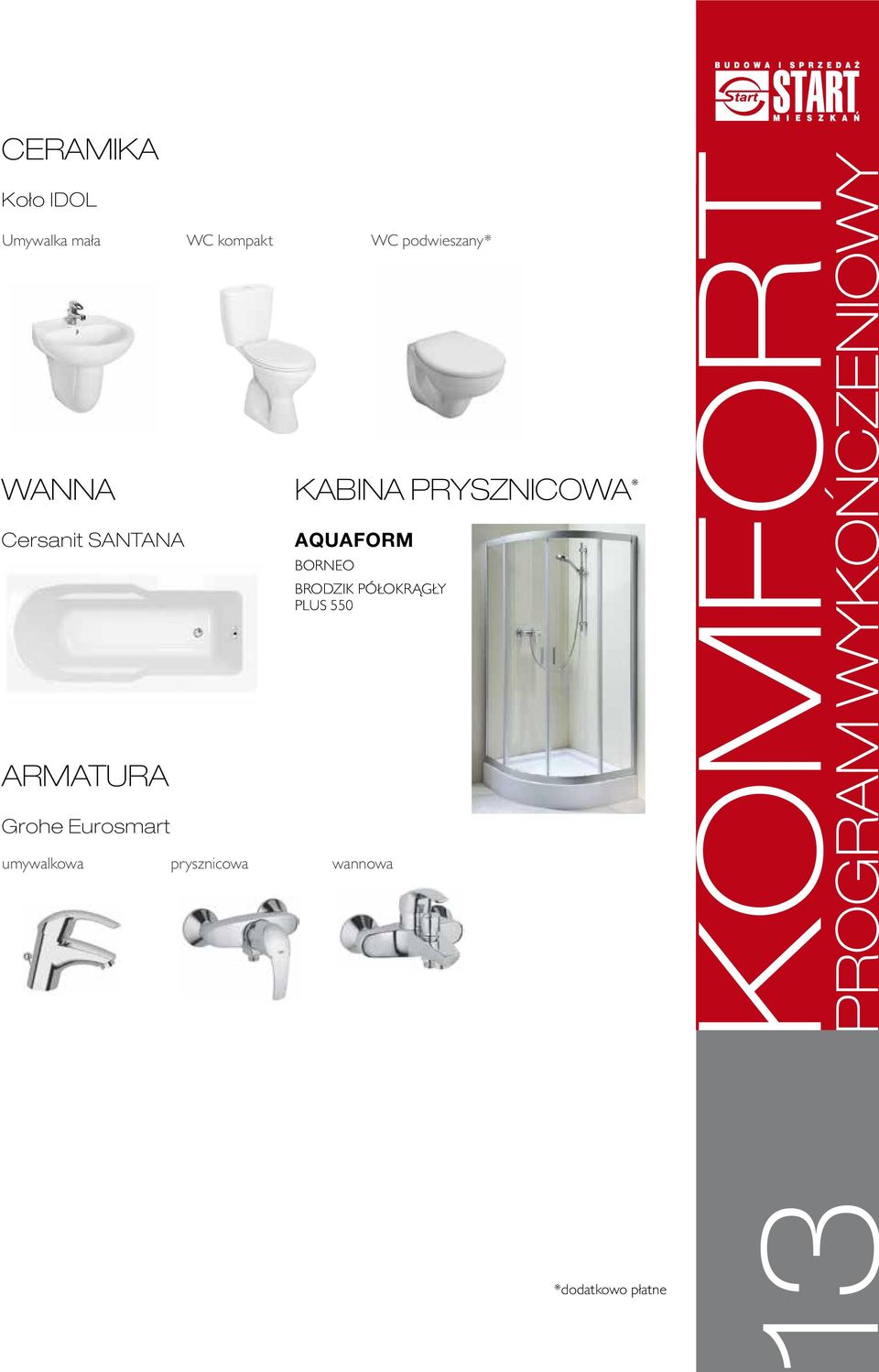 SANTANA AQUAFORM BORNEO Brodzik półokrągły PLUS 550