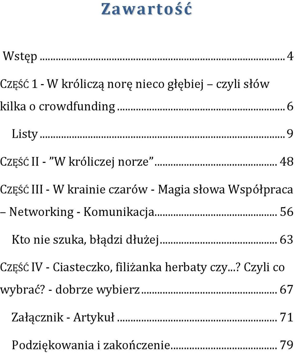 .. 48 CZĘŚĆ III - W krainie czarów - Magia słowa Współpraca Networking - Komunikacja.