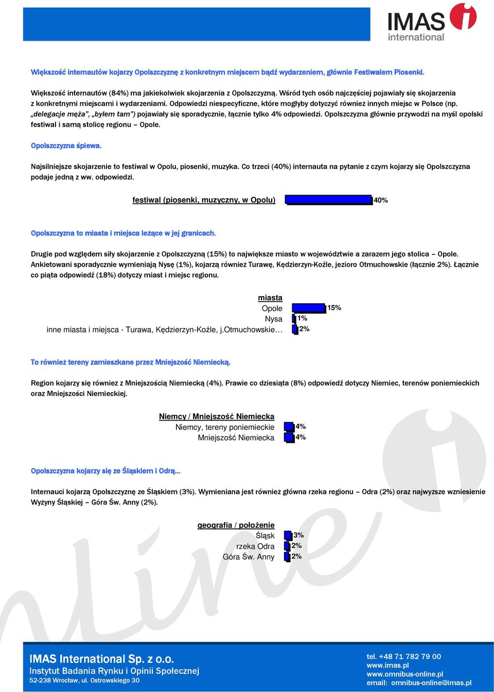 delegacje męża, byłem tam ) pojawiały się sporadycznie, łącznie tylko odpowiedzi. Opolszczyzna głównie przywodzi na myśl opolski festiwal i samą stolicę regionu Opole. Opolszczyzna śpiewa.