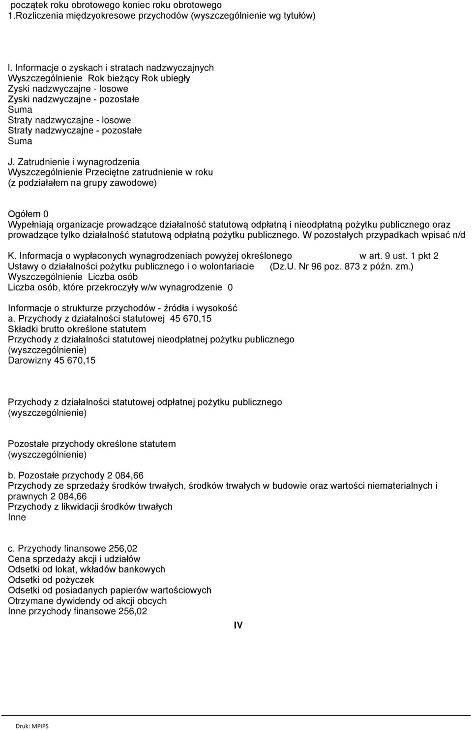 nadzwyczajne - pozostałe Suma J.