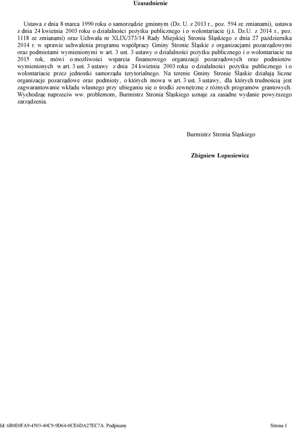 w sprawie uchwalenia programu współpracy Gminy Stronie Śląskie z organizacjami pozarządowymi oraz podmiotami wymienionymi w art. 3 ust.