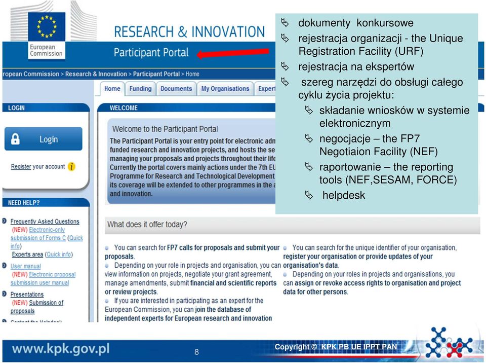 projektu: składanie wniosków w systemie elektronicznym negocjacje the FP7