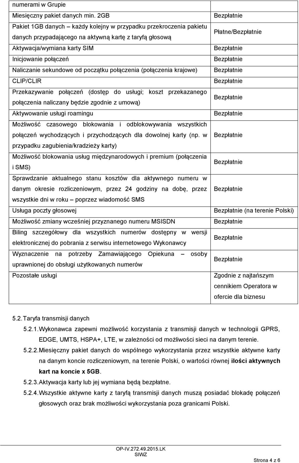 początku połączenia (połączenia krajowe) CLIP/CLIR Przekazywanie połączeń (dostęp do usługi; koszt przekazanego połączenia naliczany będzie zgodnie z umową) Aktywowanie usługi roamingu Możliwość