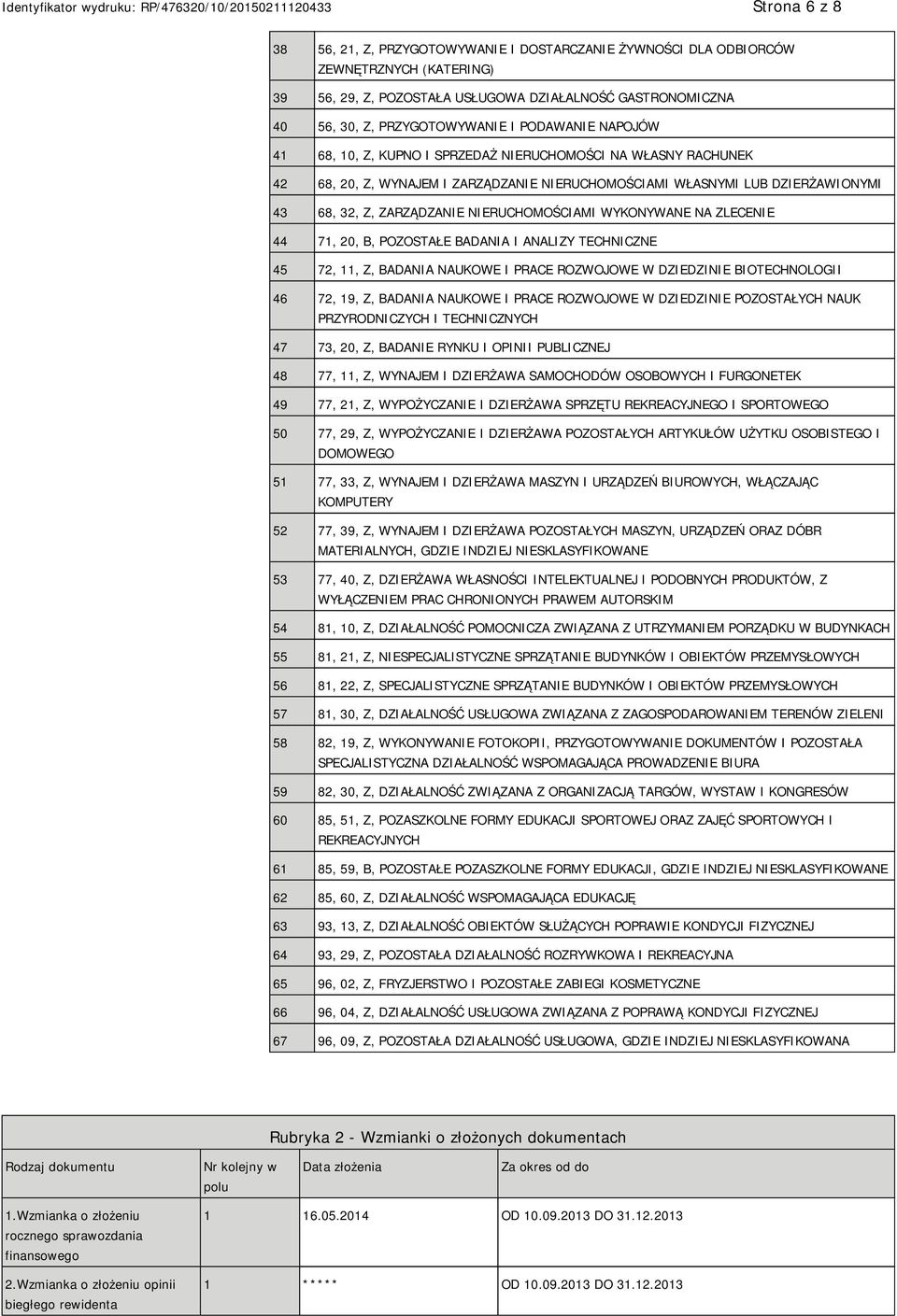 ZLECE 44 71, 20, B, POZOSTAŁE BADANIA I ANALIZY TECHNICZNE 45 72, 11, Z, BADANIA NAUKOWE I PRACE ROZWOJOWE W DZIEDZI BIOTECHNOLOGII 46 72, 19, Z, BADANIA NAUKOWE I PRACE ROZWOJOWE W DZIEDZI