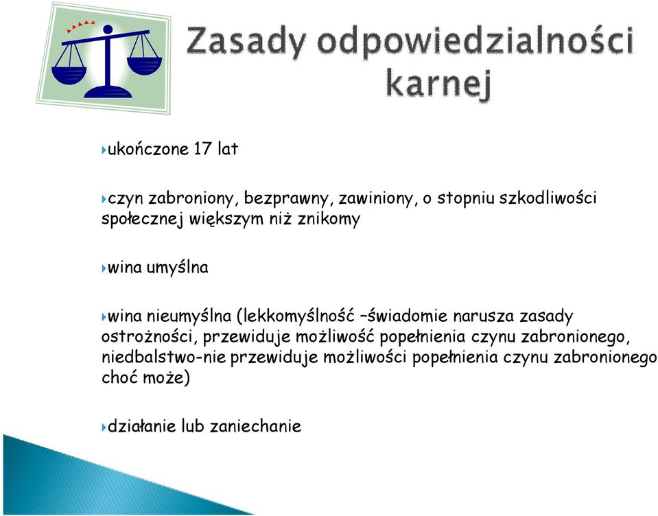 narusza zasady ostrożności, przewiduje możliwość popełnienia czynu zabronionego,