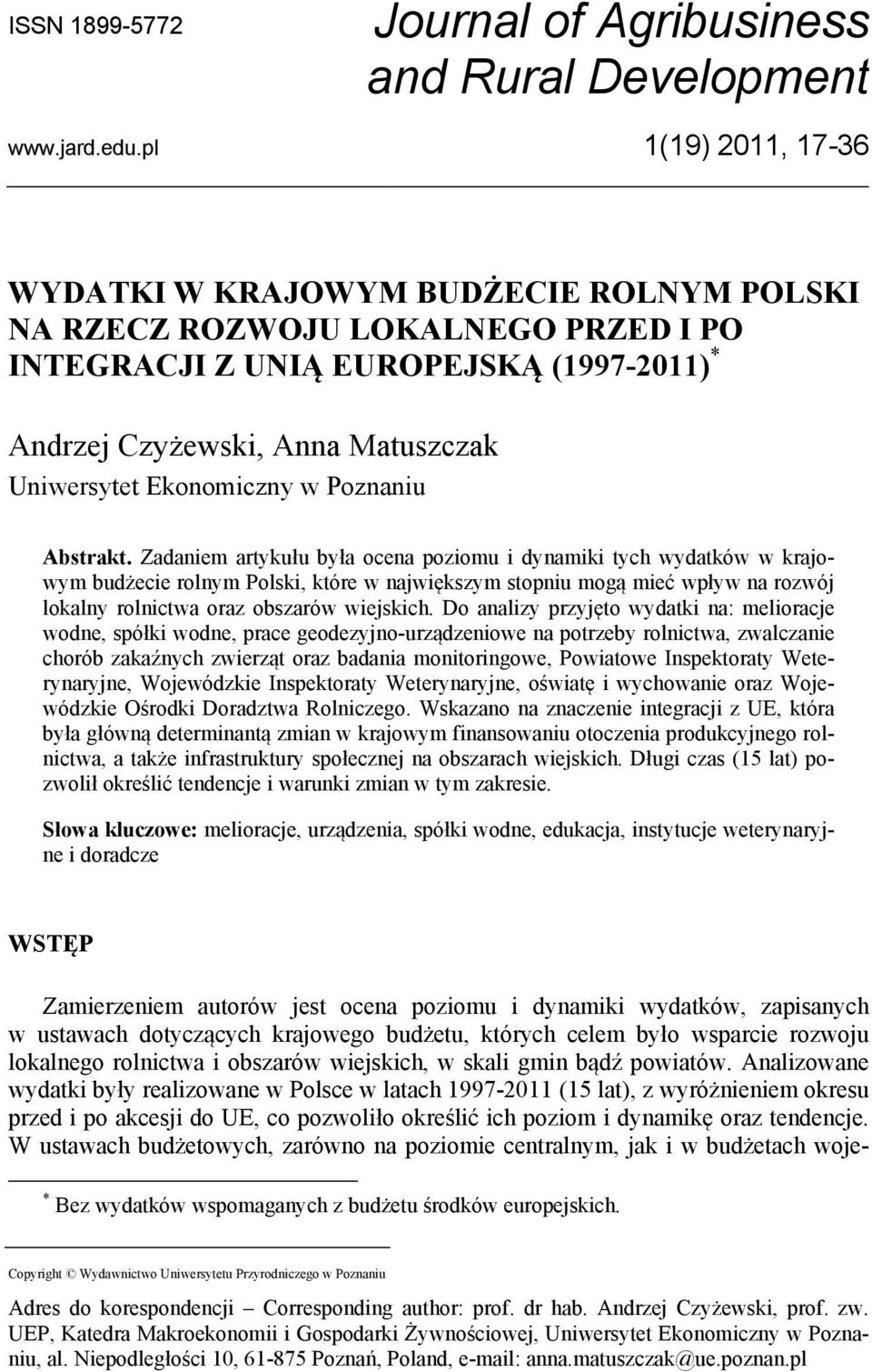 Ekonomiczny w Poznaniu Abstrakt.