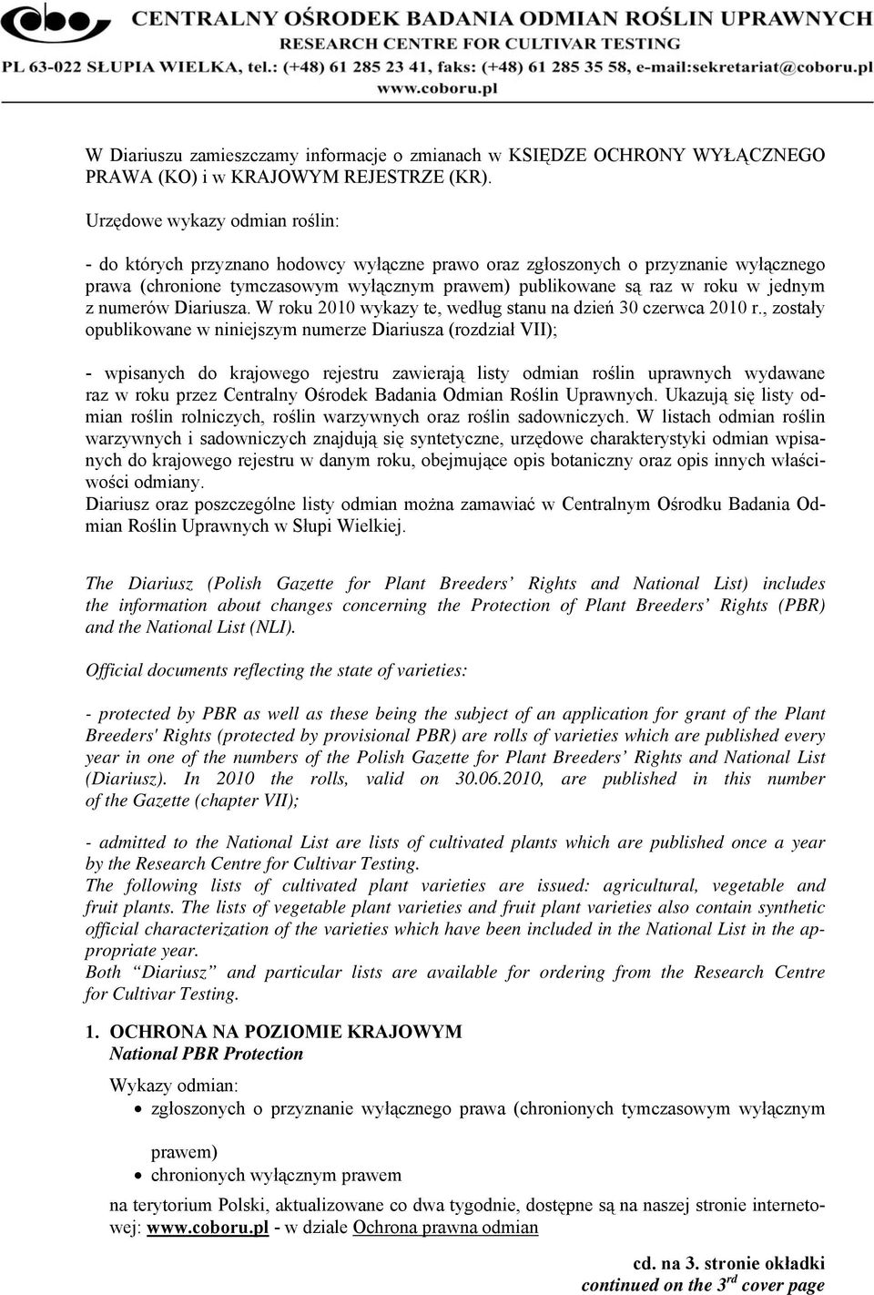 z numerów Diariusza. W roku 2010 wykazy te, według stanu na dzień 30 czerwca 2010 r.