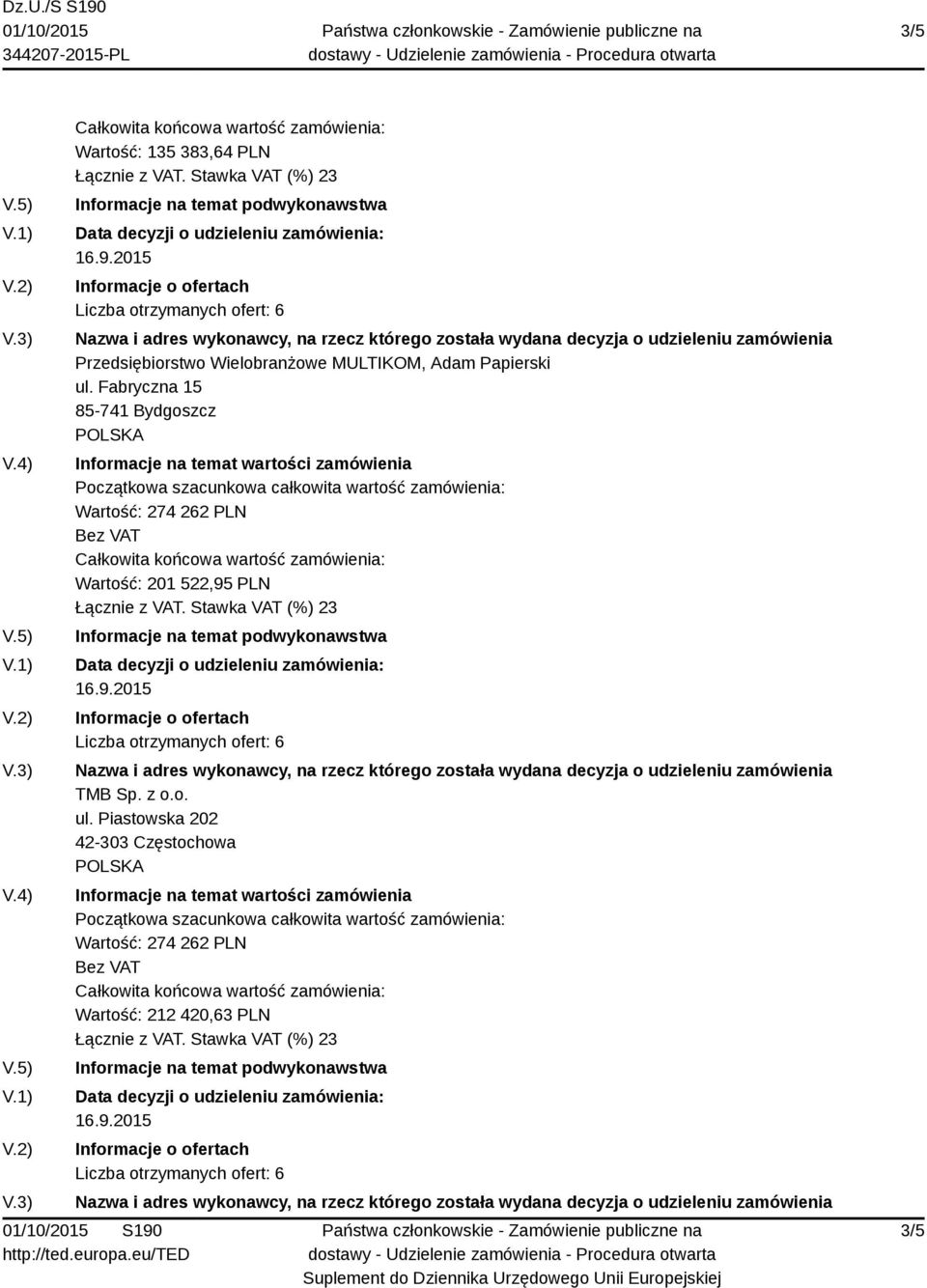 Fabryczna 15 85-741 Bydgoszcz Wartość: 201 522,95 PLN