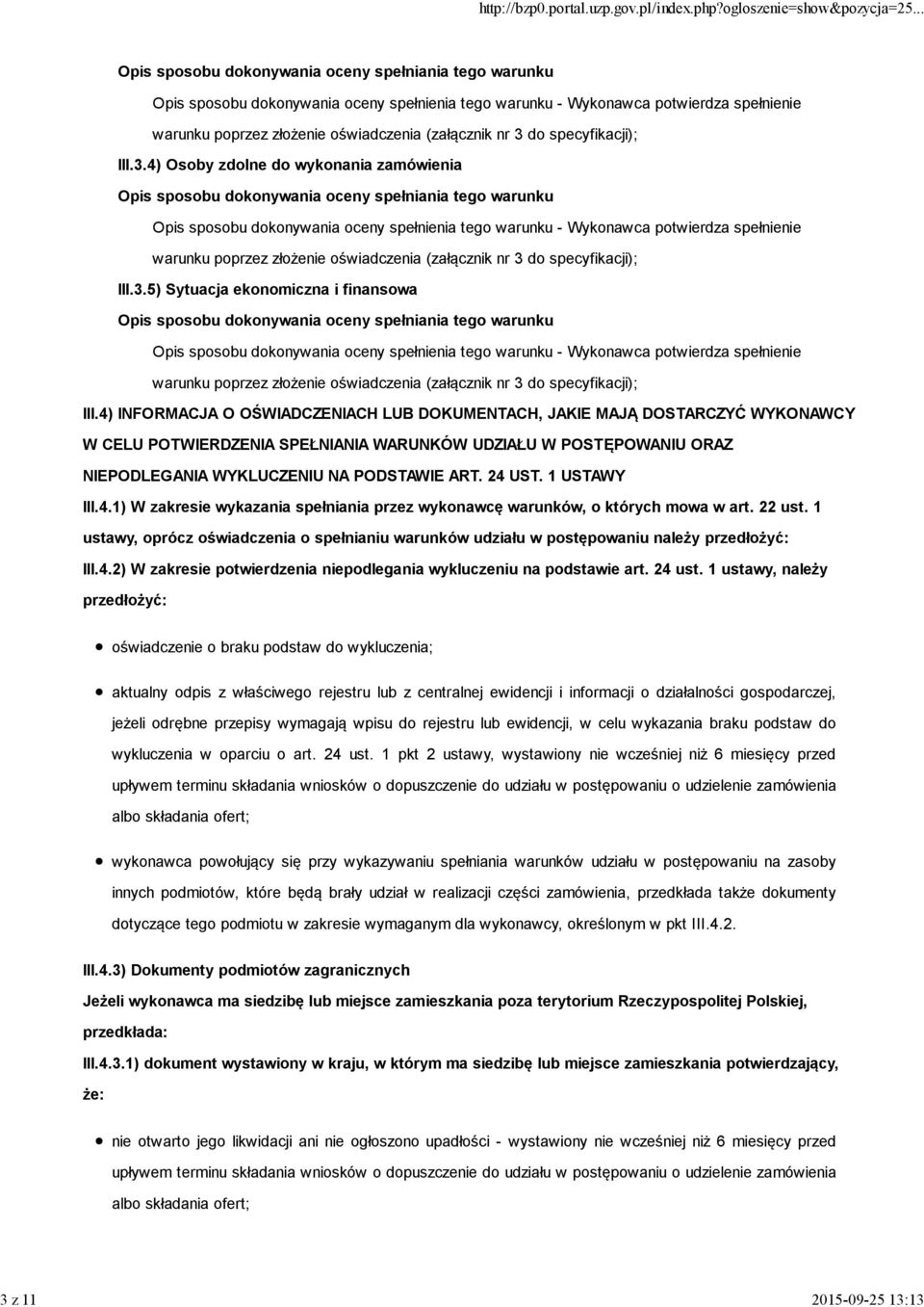 do specyfikacji); III.3.
