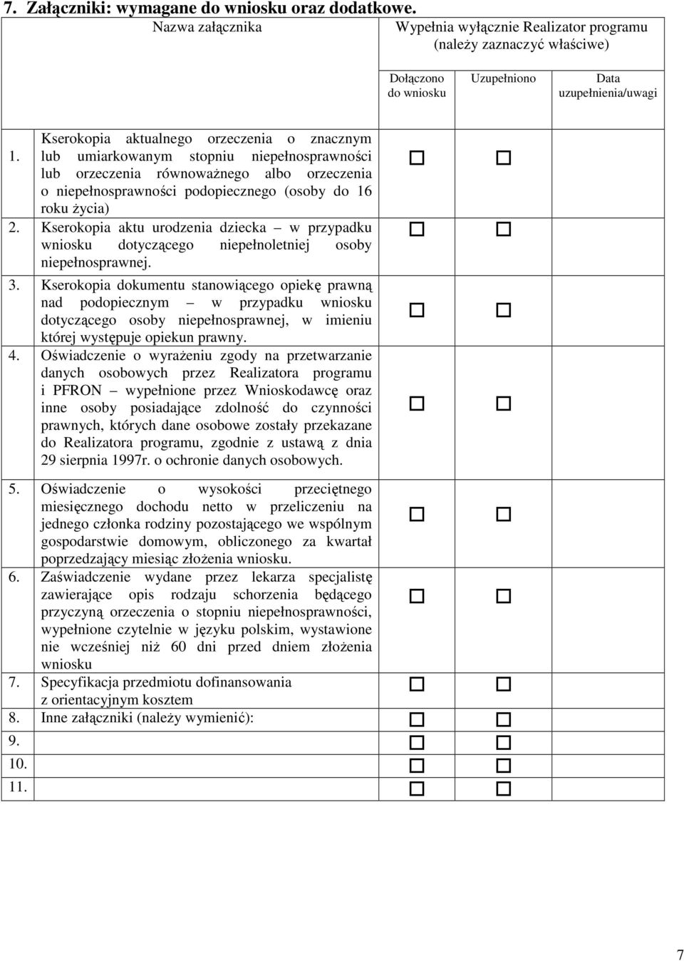 lub umiarkowanym stopniu niepełnosprawności lub orzeczenia równoważnego albo orzeczenia o niepełnosprawności podopiecznego (osoby do 16 roku życia) 2.
