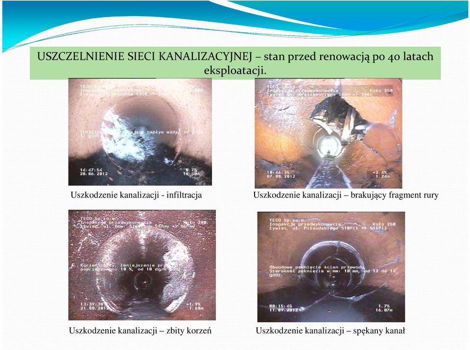 Uszkodzenie kanalizacji - infiltracja Uszkodzenie