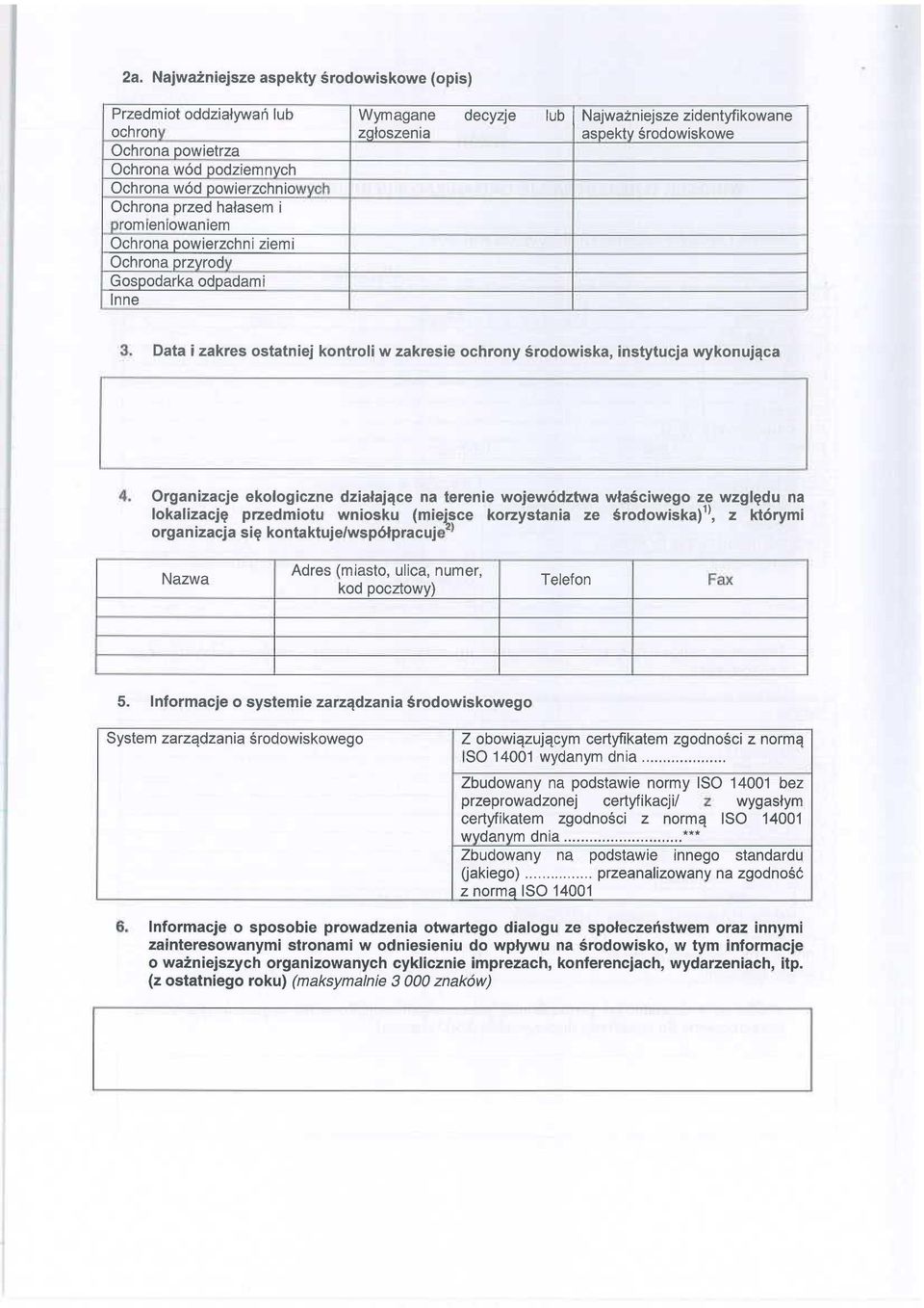 Data i zakres ostatniej kontroli w zakresie ochrony środowiska, instytucja wykonująca 4_ Organizacje ekologiczne działające na terenie województwa właściwego ze względu na lokalizację przedmiotu