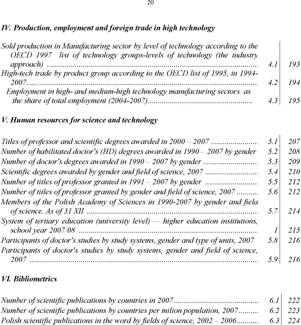 (the industry approach)... 4.1 193 High-tech trade by product group according to the OECD list of 1995, in 1994-2007...... 4.2 194 Employment in high- and medium-high technology manufacturing sectors as the share of total employment (2004-2007).