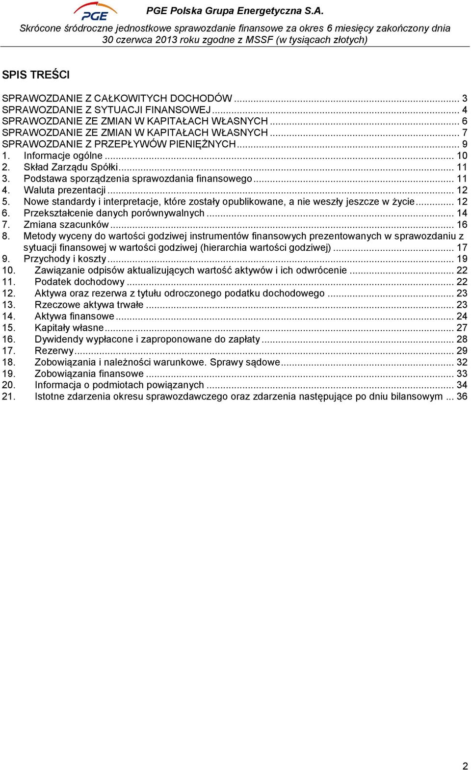Nowe standardy i interpretacje, które zostały opublikowane, a nie weszły jeszcze w życie... 12 6. Przekształcenie danych porównywalnych... 14 7. Zmiana szacunków... 16 8.