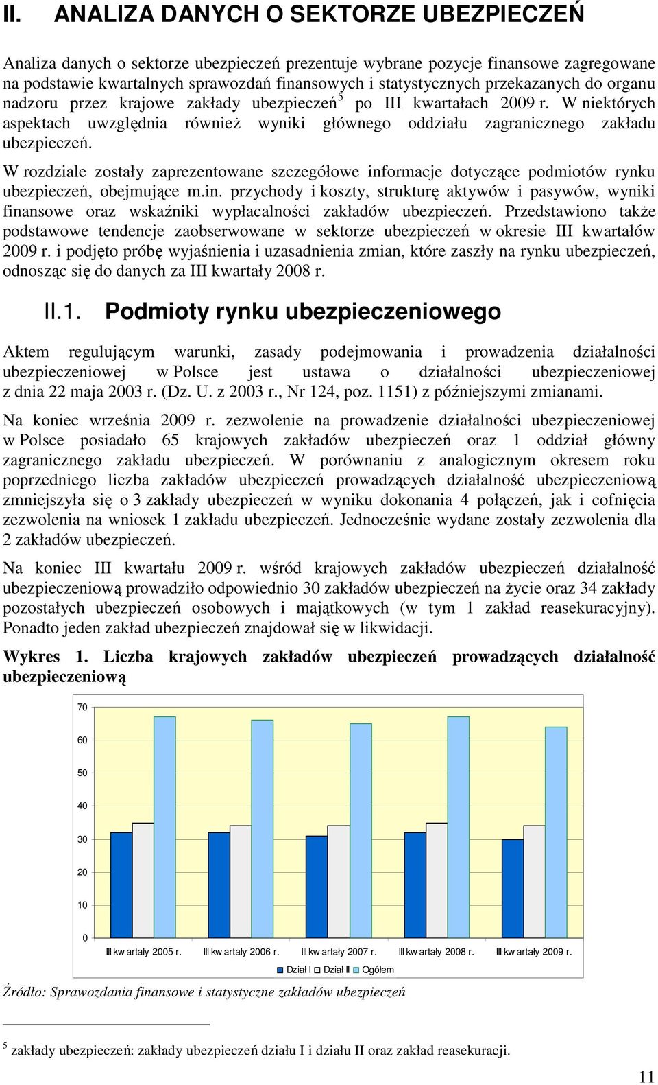 W rozdziale zostały zaprezentowane szczegółowe informacje dotyczące podmiotów rynku ubezpieczeń, obejmujące m.in. przychody i koszty, strukturę aktywów i pasywów, wyniki finansowe oraz wskaźniki wypłacalności zakładów ubezpieczeń.