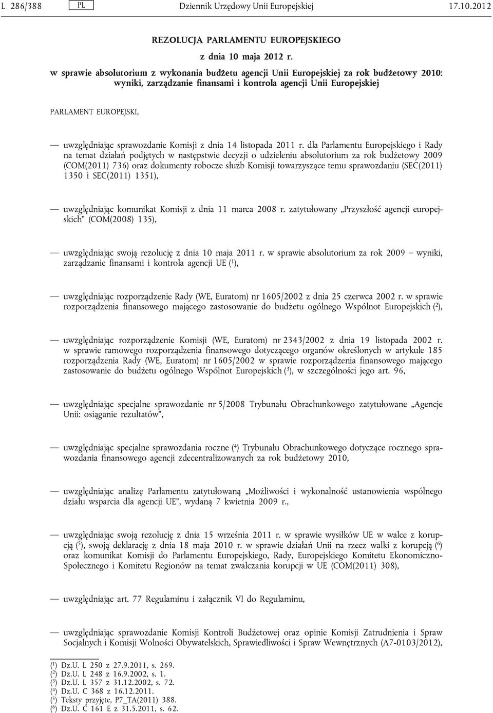 sprawozdanie Komisji z dnia 14 listopada 2011 r.