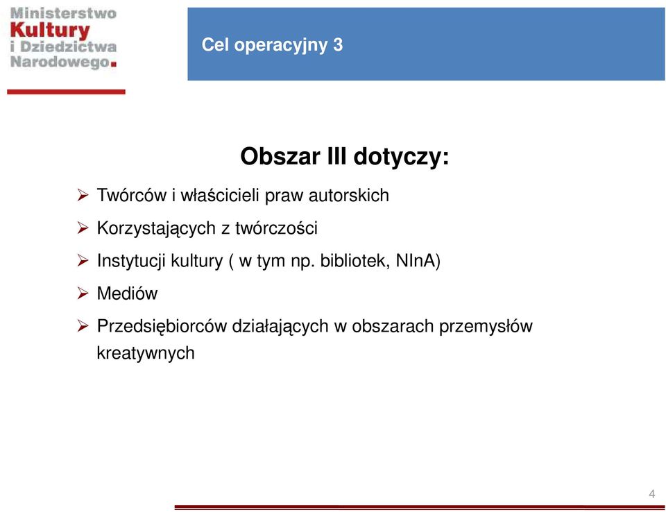 Instytucji kultury ( w tym np.