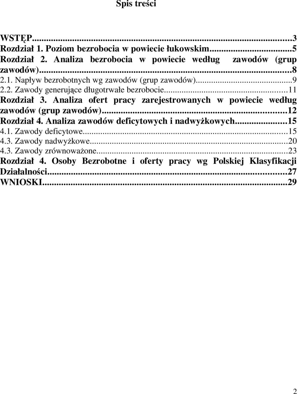 Analiza ofert pracy zarejestrowanych w powiecie według zawodów (grup zawodów)...12 Rozdział 4. Analiza zawodów deficytowych i nadwyżkowych...15 4.1. Zawody deficytowe.