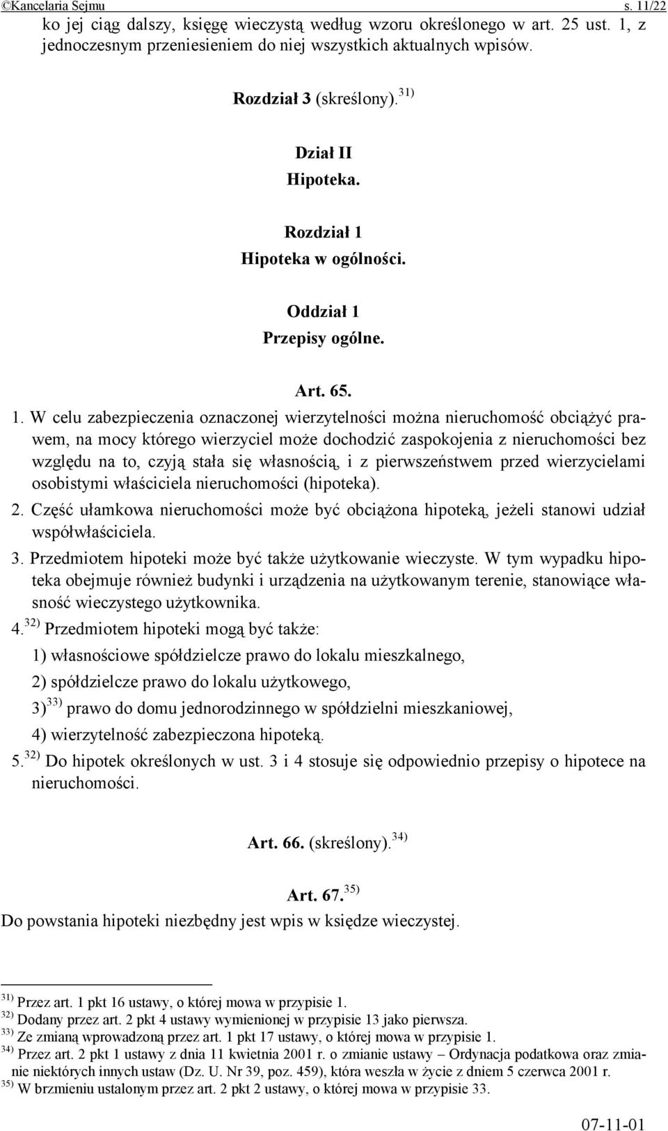 Hipoteka w ogólności. Oddział 1 