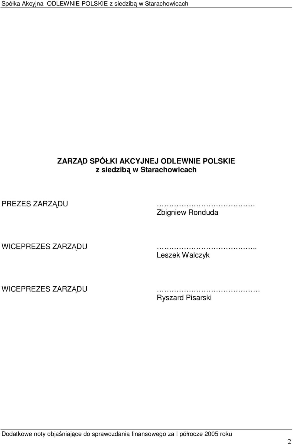 Zbigniew Ronduda WICEPREZES ZARZĄDU.